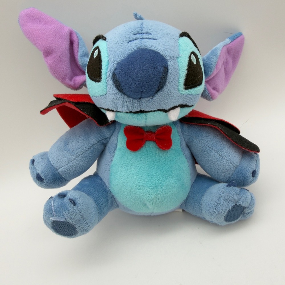Disney Stitch Vampire Plush Halloween Small Stuffed Animal Cape Fangs Just Play